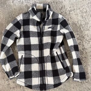 Columbia Black and White Checkered Fleece Jacket